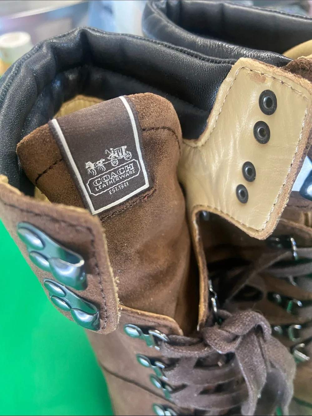 Gorgeous Coach Chocolate  Brown Suede Lace-Up Block Heel Boot
